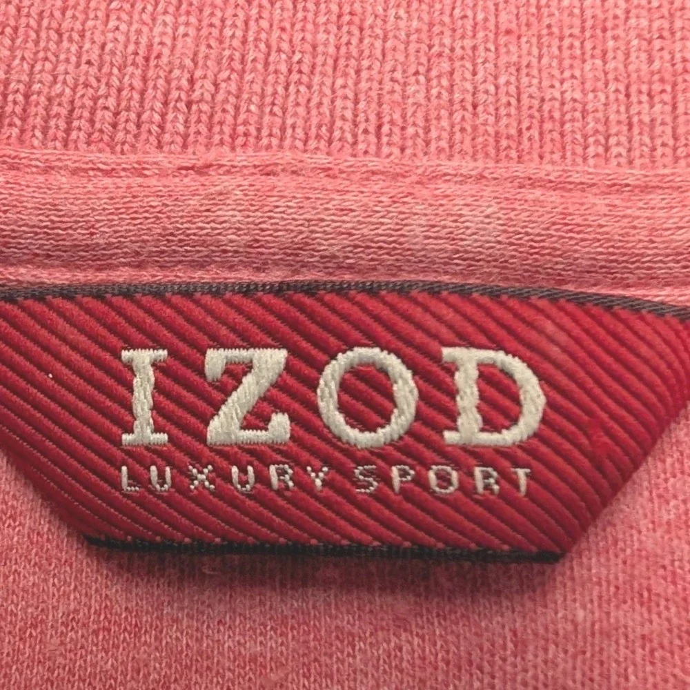 IZOD Luxury Sport Polo Shirt Mens M Coral Pink‎ Short Sleeve Heathered